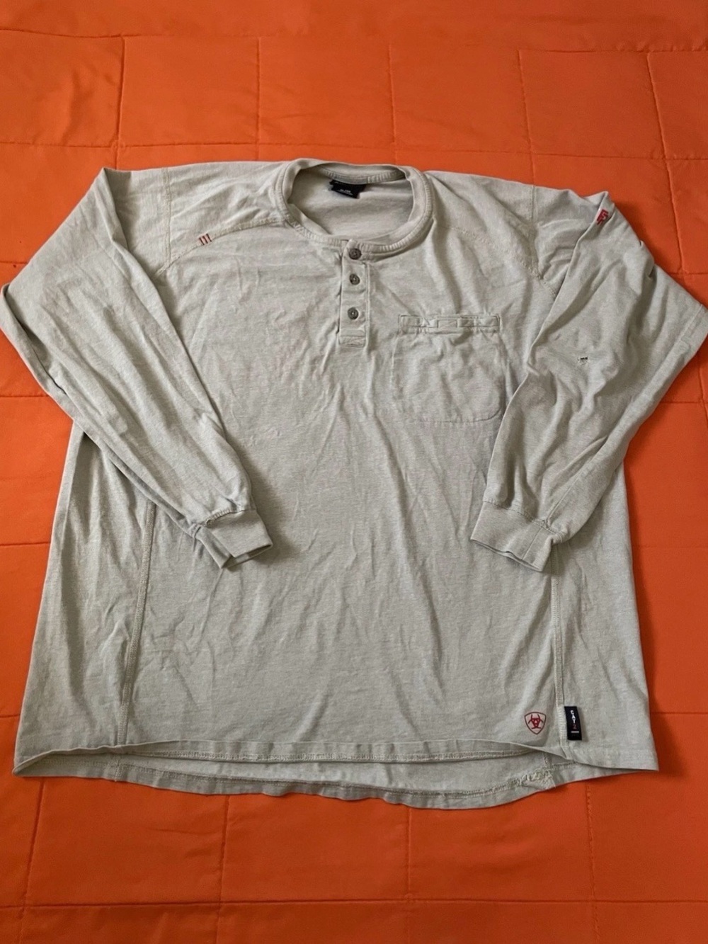 Ariat FR Shirt Mens XL Beige CAT 2 Flame Resistant Work Crew LS USA Fabric